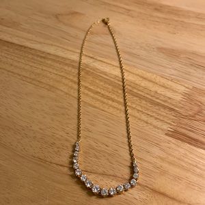 Vintage Graduated Clear Rhinestone Chain Necklace 18” Dainty Minimalist
